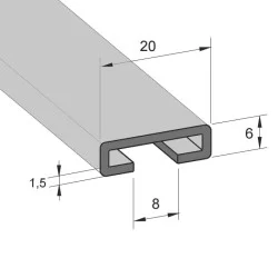 Aluminiums skinne 20/17mm