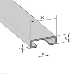 Aluminiums skinne 18/10mm