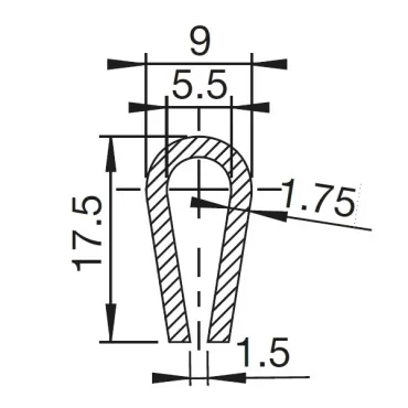 U-Profil 5.5mm afrundet Gummi