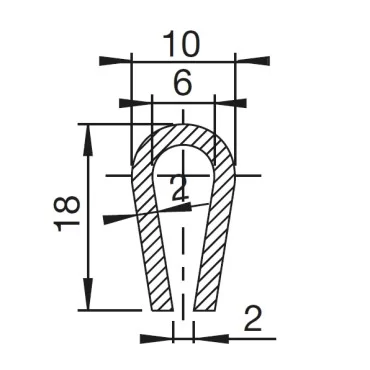 U-Profil 6mm afrundet Gummi