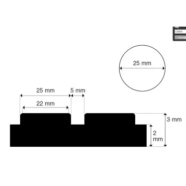 3mm Grå Knop/Pastil Gummimåtte 1200mm