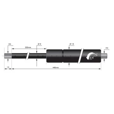 Gasfjeder 200mm 8/18mm