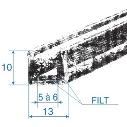 Kanalliste 10mm m.børster
