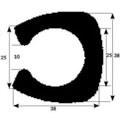 Fenderliste 38x38mm Sort