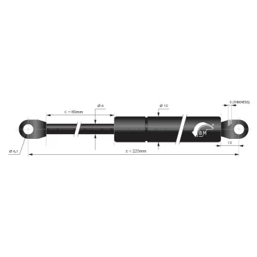Gasfjeder 80mm 6/15mm faste øjer