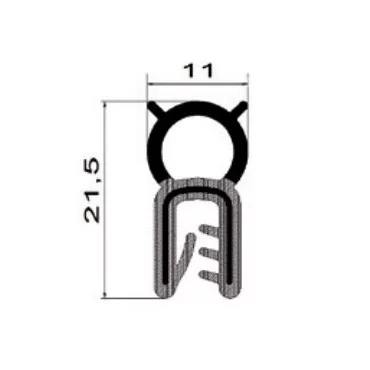 2-4mm Kantliste PVC m. toptæt.