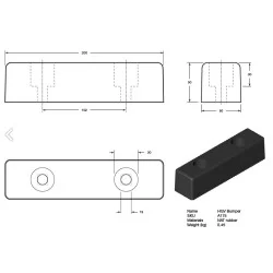 Gummibuffer 200x50x50mm