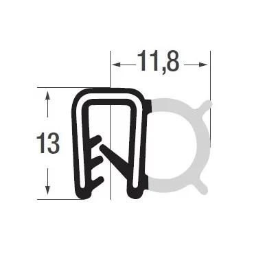 1-2mm Kantliste SILIKONE Grå m. sidetæt