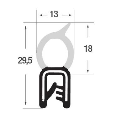 2-4mm Kantliste PVC m. toptæt.