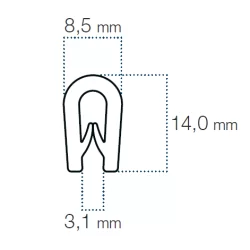 Kantliste Grå 2,5-3mm PVC