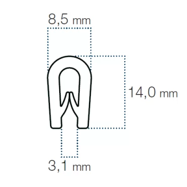 Kantliste Grå 2,5-3mm PVC